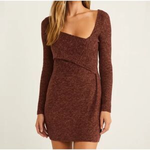 Abercrombie & Fitch Ribbed Knit Bodycon Dress Brown Small